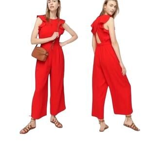 J‎ Crew Sleeveless Ruffle Jumpsuit365 Crepe Size 4